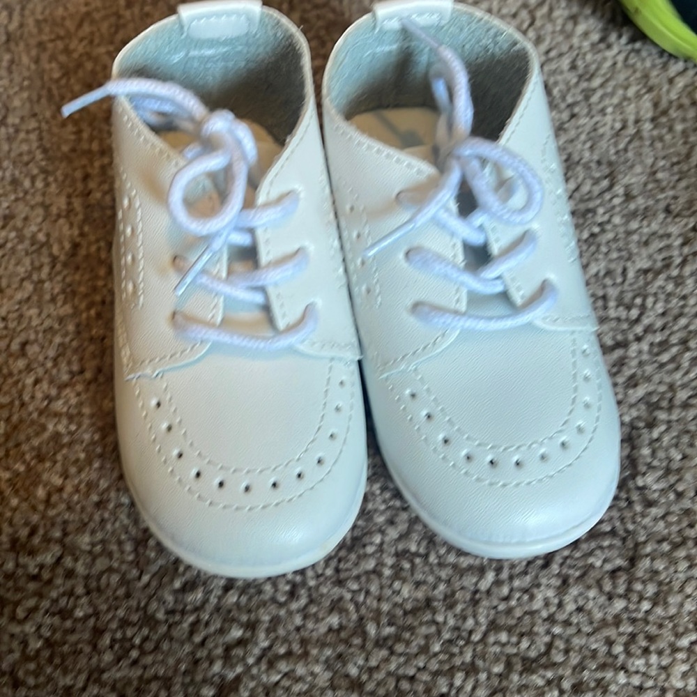 All white Leather  baby shoes
